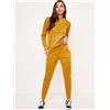 completo donna maglia pantaloni leggings sportivo tuta casa giallo senape 397