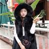Giacca Donna Cappotto Gilet Pelliccia Ecologica Sintetica Nero Cappuccio 38991