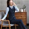 Elegante Tailleur completo donna nero gilet gessato blu nero pantaloni TG 42