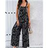 Tuta Intera Donna Jumpsuit Pagliaccetto Elegante Pantaloni Nero Bianco 01150