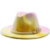 Cappello jazz donna a tesa larga con cinturino oro colorato rosa c108