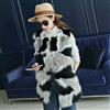 Giacca cappotto gilet pelliccia ecologica bianco nero morbido cappuccio 1345