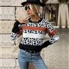 Maglia pullover felpa donna maniche lunghe nero maculato morbida 31923