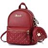 Zaino donna zainetto vintage zip pelle sintetica rosso oro casual borchie 1011