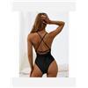 moda mare costume intero monokini donna coppe preformate nero scollato 30493