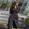 Giacca Trench Spolverino Donna Nero Con Cintura Slim Fit Elegante 37606
