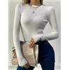 Body sottogiacca maglia maniche lunghe bianco morbido aderente coste 4017