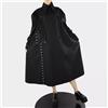 Abito lungo vestito donna maxi scamiciato over camicia maniche nero 4368