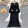Vestito Abito Lungo Elegante Bohoo Pizzo Uncinetto Nero Traforato Spiaggia 03922
