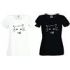 Fruit of the Loom T-shirt Gatto gatta cat occhi donna 100 % cotone bianca nera idea regalo animali