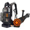 WORX Nitro WG572E - Soffiatore per foglie da 80 V (4 x 20 V/4000 mAh) con zaino a batteria e unità di ricarica Basecamp