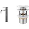 Ibergrif M11203 Rubinetto per lavabo alto, miscelatore monocomando per lavandino & M20502 Cervello per Lavabo Scanalato Con Troppopieno