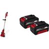 Einhell Motozappa a batteria, 18 V, agli ioni di Li, regolazione della velocità & Originale PXC Twin Pack 4,0 Ah Batterie, 18 V, Per tutti i dispositivi Power X-Change