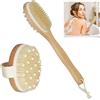 relaxdays Spazzola per Il Corpo, 2 Spugne per la Schiena & Il Bagno, Accessori Dry Brush in Legno, Naturale, plastica, Gomma, Set da 1 pz