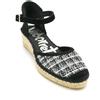 Vidorreta 09200 decollete rafia pelle nero multicolor zeppa T 5cm