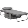 HOMCOM Pouf Letto Pieghevole 4 in 1 con Schienale Reclinabile a 5 Livelli Grigio