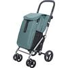 Carlett - Classic Duo | Carrello della spesa pieghevole con gancio 0 | Carrello della spesa per impieghi gravosi | 4 ruote | Manubrio regolabile con freno | Verde