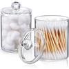 AOZITA Confezione da 2 dispenser per batuffoli di cotone, tamponi, tamponi rotondi, filo interdentale, in plastica trasparente, set da 283,5 g di barattoli da bagno, organizer per trucchi