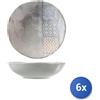 H&h 6x H&H Piatto Fondo In Stoneware Malaga Cm20, Grigio