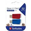 Verbatim Pendrive Verbatim Store 'n' Click 2 Pezzi Azzurro Multicolore 32 GB