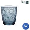 Bormioli Rocco 5x Confezione 3 Bicchieri In Vetro Diamond Acqua Blu 30Cl