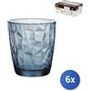 Bormioli Rocco 6x Bicchieri In Vetro Diamond Per Acqua Blu, 30,5Cl