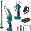 KIT POTATURA FORBICE CESOIE 2 BATTERIE + MOTOSEGA 6" ASTA TELESCOPICA FORBICI