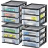 Iris Ohyama IRIS Organizer da scrivania piccolo con 3 cassetti, confezione da 4, impilabile, per ufficio, scuola, cancelleria, organizer per trucchi, bagno, utilità, forniture mediche, organizer da scrivania,