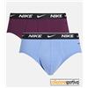 Nike SLIP NIKE BRIEF LOGO 2 pz EVERYDAY COTTON STRETCH- KE1084-FRF col.prugna/celeste