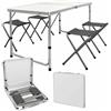 DGSUMMER Tavolo Pieghevole Portatile a Valigetta 120x60cm 4 Sgabelli Campeggio Picnic