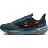 Nike Air Winflo 9 Shield, Running Shoe Uomo, Black/Safety Orange-Geode Teal, 40.5 EU