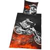 Herding 4859214050-Set copripiumino singolo e federa da letto con motivo Motocro