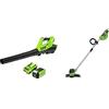 Greenworks Soffiatore Assiale 40V, Tagliabordi con Batteria 2Ah e Caricatore