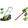 Greenworks 40V Tagliaerba a Batteria per Prati Fino a 200 M², Ampiezza di Taglio 35cm & G40HT61K2 Tagliasiepi a Batteria, Lame a Doppia Azione da 61cm