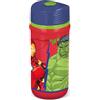 Tataway Marvel Borraccia rossa e blu in plastica per bambini Avengers Hulk Iron Man 390 ml con chiusra antigoccia