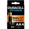 Duracell Batterie Pile Monouso Duracell Optimum, stilo "AA", 4 pz