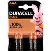 Duracell Batterie Pile Monouso Duracell Plus 100, Mini Stilo "AAA", 4 pz