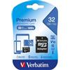 VERBATIM PREMIUM microSDHC CARD 32 GB MICRO SD MEMORIA/ADATTATORE v10 CLASSE 10