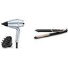 BaByliss Asciugacapelli Hydro-Fusion & ST393E Piastra Lisciante con Rivestimento in Titanium-Ceramic, Funzione Ionica Anti-crespo, Funzione Protect, Funzione Intense, 6 Temperature, Nero/Champagne