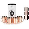 Buddy´s Bar - Tazza Moscow Mule 450 ml, in acciaio inox di alta qualità, per uso alimentare, tazza da cocktail con confezione regalo, rame lucido, set da 4 pezzi