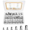 VIGRUE 250 dadi rivetti assortiti, M3, M4, M5, M6, M8, M10, dadi filettati A2-70, in acciaio inox, testa piatta, filettatura Rivet Nutsert Cap, dadi per pinze rivetti