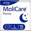MoliCare Pants Night: Mutande per incontinenza per una protezione affidabile durante la notte in caso di incontinenza moderata, Taglia L (100-150 cm di circonferenza fianchi), 15 pezzi