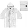 Hermet Accappatoio Juventus bambino in microspugna di cotone bianco 4 6 8 10 12 14 anni