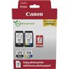 Canon PG-575 + CL-576 FINE Cartucce Originali + Carta Fotografica | 5.6ml + 6.2ml Inchiostro autentico e carta fotografica - per PIXMA TS3550i, TS3551i, TS3550, TR4750i, TR4751i e altro!