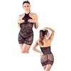 vestitino corto nero a rete collo alto sensuale trasparente per donna sexy black