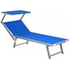 Hongu Lettino prendisole mare spiaggia sdraio pieghevole in alluminio 189x58x36 cm blu