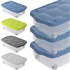 Contenitori Plastica Bassi Scatole Portaoggetti Multiuso con Rotelle Ruote 24 L