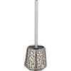 WENKO Set WC Burgos in pregiata ceramica con brillante gioco di disegni, originale portascopino incluso scopino WC, ciuffo Ø 7,5 cm sostituibile, marrone-grigio/platino Ø 12 x 33,5 cm