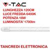 Tancredi srl V-TAC VT-1277SMD 6264 Tubo LED T8 18W G13 120cm 1200mm 1700lm Luce Fredda 6400K