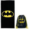 Looney Tunes Hermet Telo Mare Microfibra Batman 70 x 140 cm Con Sacca Prodotto Ufficiale